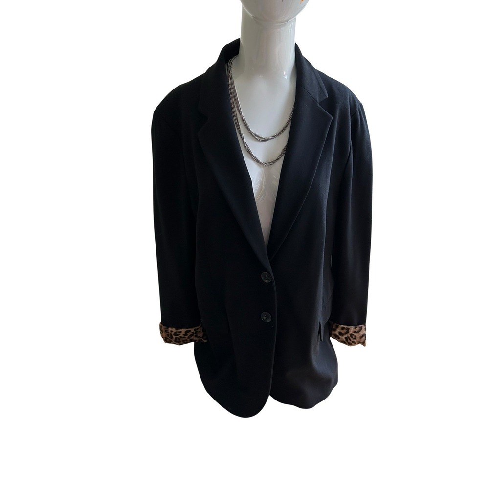 Sleek N Spicy Chico's Black - Animal-Print Lined Blazer/Jacket Sz 3 XL 16/18